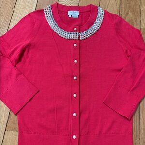 Kate Spade Pink Cardigan with Pearl and Crystal Embellishments